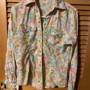 Artsy aesthetic floral snap shirt